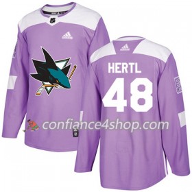 Adidas Maillot de Hockey San Jose Sharks Tomas Hertl 48 2017-2018 Violet Fights Cancer Practice Authentic - Homme